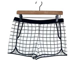 Trina Turk White & Black Windowpane 100% Silk Lined Neutral Designer Shorts